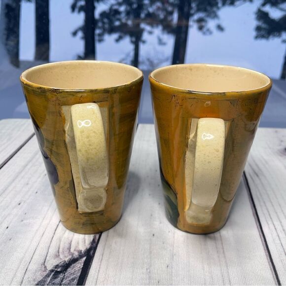 Set of 2 Arte Italica Vintage Grape Plum Design Tall Cups Mugs Made in Italy - Picture 6 of 10